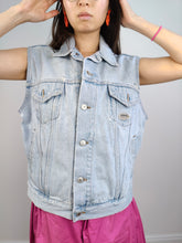 Load image into Gallery viewer, The Schott NYC USA Denim Sleeveless Vest | Vintage rare jeans light blue waistcoat jacket unisex S-M
