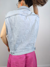 Load image into Gallery viewer, The Schott NYC USA Denim Sleeveless Vest | Vintage rare jeans light blue waistcoat jacket unisex S-M
