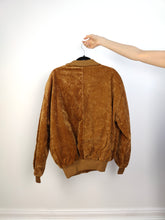 Load image into Gallery viewer, The Brown Velvet Bomber Jacket | Vintage R.G.A. made in Italy tan orange jacket women L unisex men M
