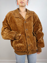 Load image into Gallery viewer, The Brown Velvet Bomber Jacket | Vintage R.G.A. made in Italy tan orange jacket women L unisex men M
