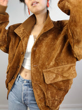 Load image into Gallery viewer, The Brown Velvet Bomber Jacket | Vintage R.G.A. made in Italy tan orange jacket women L unisex men M
