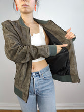 Load image into Gallery viewer, The Suede Leather Grey Bomber Jacket | Preloved Second Hand Selected Homme jacket S
