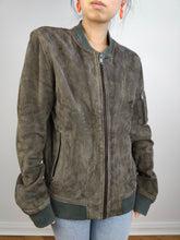 Load image into Gallery viewer, The Suede Leather Grey Bomber Jacket | Preloved Second Hand Selected Homme jacket S
