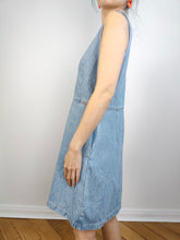 Load image into Gallery viewer, The Calvin Klein Light Blue Denim Mini Dress | Preloved Second Hand CK Jeans spring summer short sleeveless M
