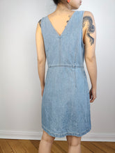 Load image into Gallery viewer, The Calvin Klein Light Blue Denim Mini Dress | Preloved Second Hand CK Jeans spring summer short sleeveless M
