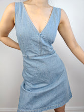 Load image into Gallery viewer, The Calvin Klein Light Blue Denim Mini Dress | Preloved Second Hand CK Jeans spring summer short sleeveless M
