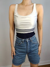 Load image into Gallery viewer, The Swimming Suit Navy Blue White | Vintage second hand Las Olindas bathing swim wear body top S-M
