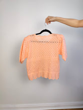 Load image into Gallery viewer, The Peach Crochet Knit Top | Vintage orange pink sweater jumper plain women summer spring M
