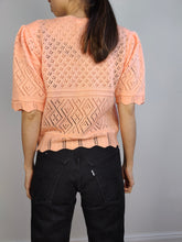 Load image into Gallery viewer, The Peach Crochet Knit Top | Vintage orange pink sweater jumper plain women summer spring M
