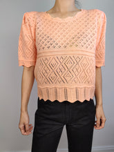 Load image into Gallery viewer, The Peach Crochet Knit Top | Vintage orange pink sweater jumper plain women summer spring M
