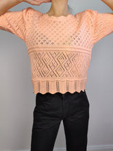 Load image into Gallery viewer, The Peach Crochet Knit Top | Vintage orange pink sweater jumper plain women summer spring M
