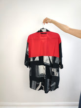 Load image into Gallery viewer, The Viscose Red Black White Print Shirt | Vintage Francisco L&#39;Avantgarde made in Italy short sleeve crazy pattern tribal unisex men XL
