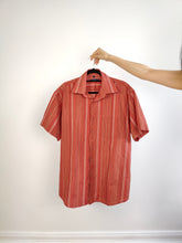 Load image into Gallery viewer, The Cotton Blend Red Orange Stripe Shirt | Vintage Torelli short sleeve stripes pattern unisex men L
