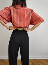 Load image into Gallery viewer, The Cotton Blend Red Orange Stripe Shirt | Vintage Torelli short sleeve stripes pattern unisex men L
