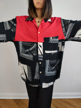 Load image into Gallery viewer, The Viscose Red Black White Print Shirt | Vintage Francisco L&#39;Avantgarde made in Italy short sleeve crazy pattern tribal unisex men XL

