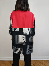 Load image into Gallery viewer, The Viscose Red Black White Print Shirt | Vintage Francisco L&#39;Avantgarde made in Italy short sleeve crazy pattern tribal unisex men XL
