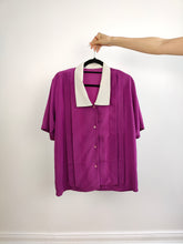 Load image into Gallery viewer, The Purple White Collar Plain Blouse | Vintage statement collar romantic women shirt top L
