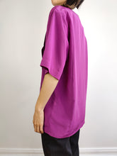 Load image into Gallery viewer, The Purple White Collar Plain Blouse | Vintage statement collar romantic women shirt top L
