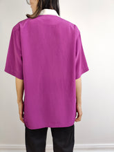 Load image into Gallery viewer, The Purple White Collar Plain Blouse | Vintage statement collar romantic women shirt top L
