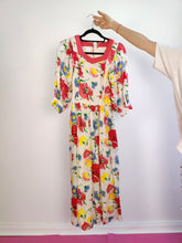 Load image into Gallery viewer, The Linen Cottagecore Flower White Red Dress | Vintage puff sleeves Austrian Hasegg Dirndl folk romantic XS-S EU36
