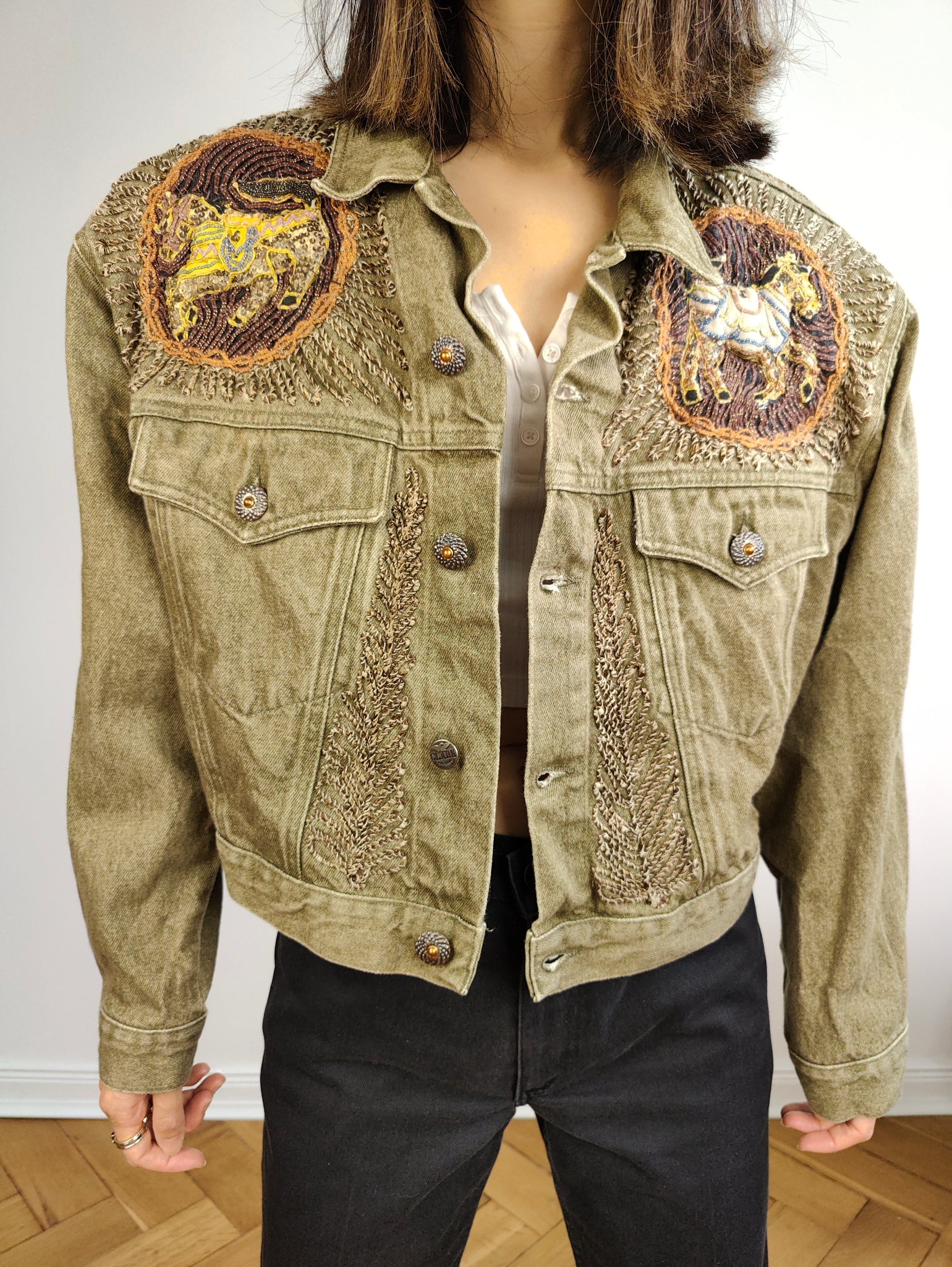 Beige outlet jean jacket