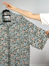 Load image into Gallery viewer, The Icons Grey Print Shirt | Vintage Copperfield short sleeve pattern unisex men XL
