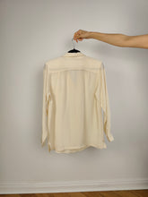 Load image into Gallery viewer, The Silk Cream Plain Long Sleeve Blouse | Vintage Karel 100% silk shirt women EU 40 M
