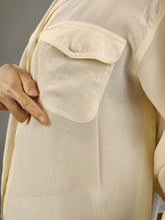 Load image into Gallery viewer, The Silk Cream Plain Long Sleeve Blouse | Vintage Karel 100% silk shirt women EU 40 M
