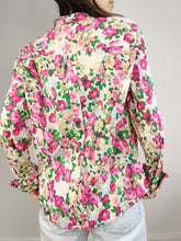 Load image into Gallery viewer, The Floral White Pink Cotton Blouse | Vintage Milano long sleeve flower print pattern shirt IT42 S
