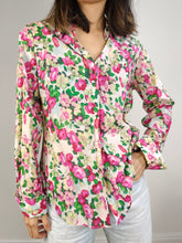 Load image into Gallery viewer, The Floral White Pink Cotton Blouse | Vintage Milano long sleeve flower print pattern shirt IT42 S
