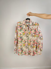 Load image into Gallery viewer, The Floral Cream Pink Cotton Blouse | Vintage Lu-Lu long sleeve flower print pattern shirt M
