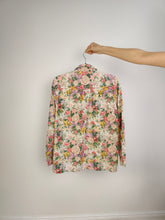 Load image into Gallery viewer, The Floral Cream Pink Cotton Blouse | Vintage Lu-Lu long sleeve flower print pattern shirt M
