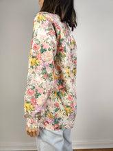 Load image into Gallery viewer, The Floral Cream Pink Cotton Blouse | Vintage Lu-Lu long sleeve flower print pattern shirt M
