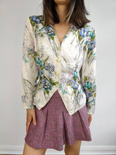 Load image into Gallery viewer, The Romantic White Floral Pattern Blouse | Vintage flower print feminine blouse fitted waist S
