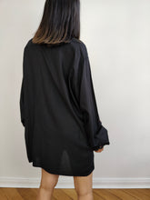 Load image into Gallery viewer, The Black Ethno Print Blouse | Vintage Divina Commedia blouse made in Italy viscose long sleeve shirt L
