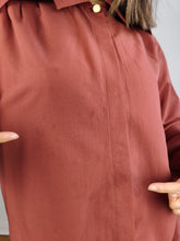 Load image into Gallery viewer, The Rosy Brown Plain Blouse | Vintage big sleeves romantic pink mauve women shirt M
