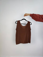Load image into Gallery viewer, The Silk Brown Sleeveless Vest | Vintage plain cami tank top M
