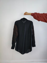 Load image into Gallery viewer, The Class Roberto Cavalli Linen Embroidery Shirt | Vintage designer brown ethno embroidered long sleeve shirt D M-L
