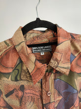 Load image into Gallery viewer, The Silk Brown Orange Art Pattern Shirt | Vintage 90s pure silk long sleeve crazy abstract print unisex men M
