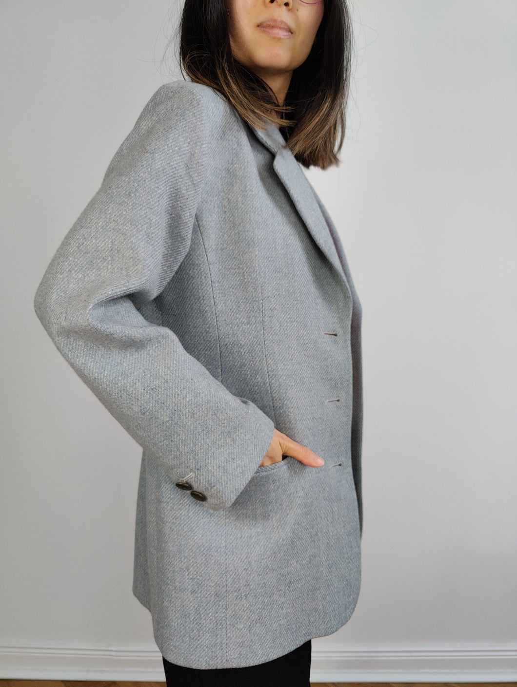 Der Wollblaue Blazer von Etienne Aigner | Vintage Designerjacke aus 100 % Schurwolle Damen DE38 EU S