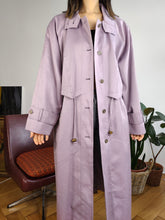 Load image into Gallery viewer, Vintage purple lila trench coat long maxi length light women M
