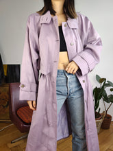 Load image into Gallery viewer, Vintage purple lila trench coat long maxi length light women M
