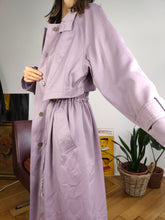 Load image into Gallery viewer, Vintage purple lila trench coat long maxi length light women M
