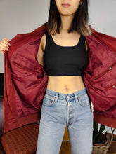 Load image into Gallery viewer, Vintage red genuine suede leather bomber jacket oversized unisex men L-XL
