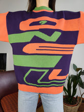 Load image into Gallery viewer, Vintage 90s RARE O&#39;Neill wool mix knit sweater orange green purple fall winter knitted pullover jumper unisex S-M
