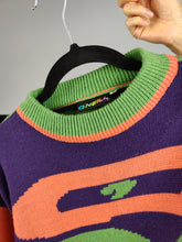 Load image into Gallery viewer, Vintage 90s RARE O&#39;Neill wool mix knit sweater orange green purple fall winter knitted pullover jumper unisex S-M
