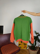 Load image into Gallery viewer, Vintage 90s RARE O&#39;Neill wool mix knit sweater orange green purple fall winter knitted pullover jumper unisex S-M
