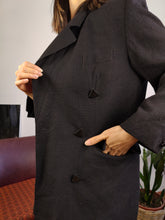 Load image into Gallery viewer, Vintage linen blazer jacket linen black triangle buttons women EU36 S
