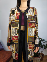 Load image into Gallery viewer, Vintage Creations Pauquet horse print light blazer jacket baroque crazy pattern cardigan women L
