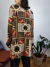 Load image into Gallery viewer, Vintage Creations Pauquet horse print light blazer jacket baroque crazy pattern cardigan women L
